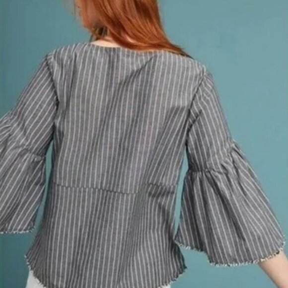 Anthropologie Dolan Striped Bell Sleeve Top - Picture 3 of 6
